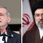 Iranian President Masoud Pezzekiyan meets with Supreme Leader Ayatollah Mojtaba Khamenei